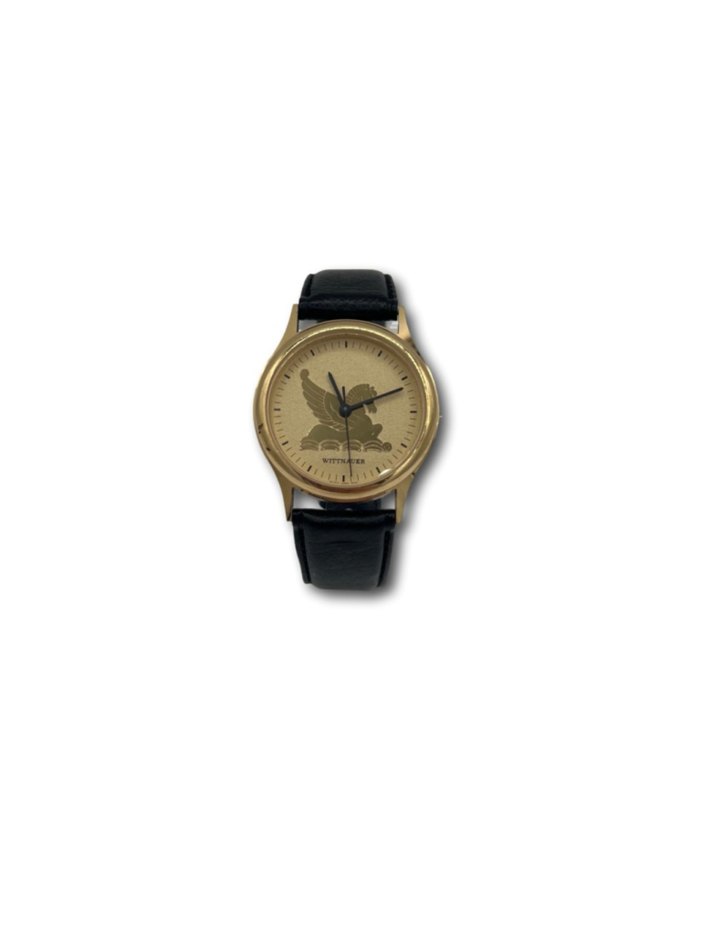 Wittnauer Pegasus Frosted Dial Men's Quartz Wristwatch Gold Tone Vintage 33mm